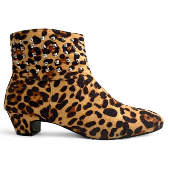 MASSEYS Presley Studded Low Heel LEOPARD Ankle Boot, Size 12 Wide - Picture 1 of 8
